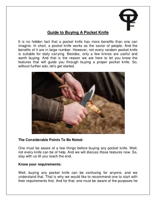 Guide to Buying A Pocket Knife