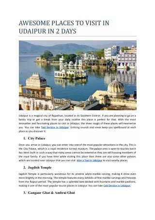 AWESOME PLACES TO VISIT IN UDAIPUR IN 2 DAYS