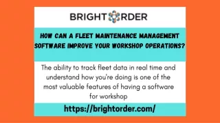 Fleet Maintenance Management Software | Real Time Garage Management  BrightOrder