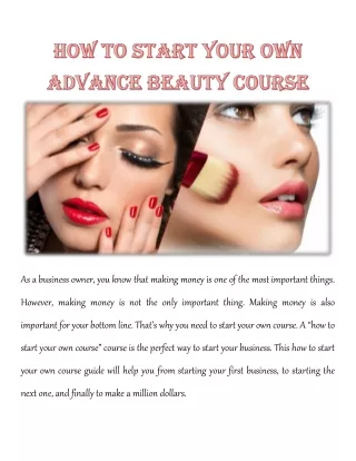 How to Start Your Own Advance Beauty Course
