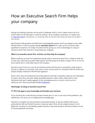 How an Executive Search Firm Helps your company