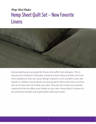 Hemp Sheet Quilt Set