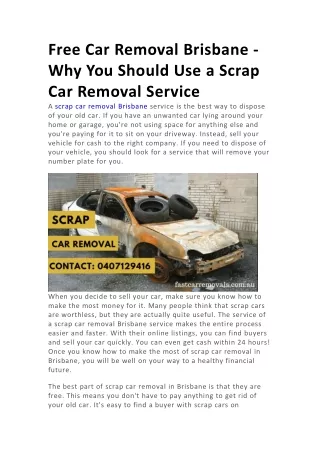 Scrap Car Removal - Get Rid of Your Unwanted Car