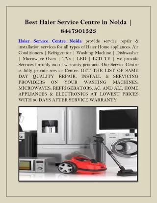 Best Haier Service Centre in Noida