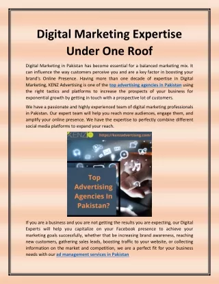 Digital Marketing Expertise Under One Roof