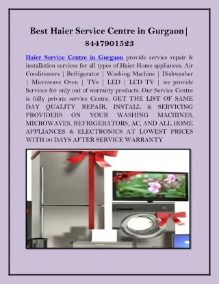 Best Haier Service Centre in Gurgaon