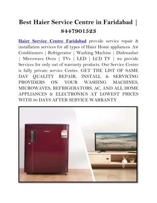 Best Haier Service Centre in Faridabad