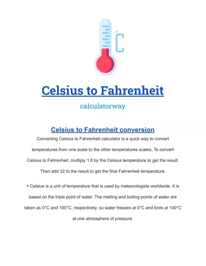 celsius to fahrenheit calculatorway