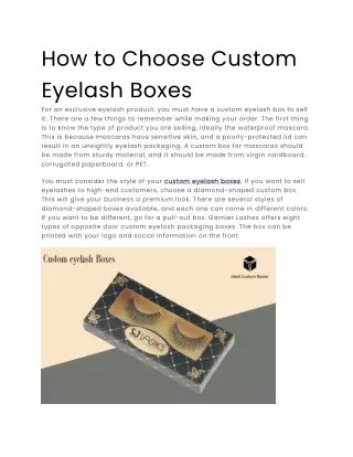 How to Choose Custom Eyelash Boxes