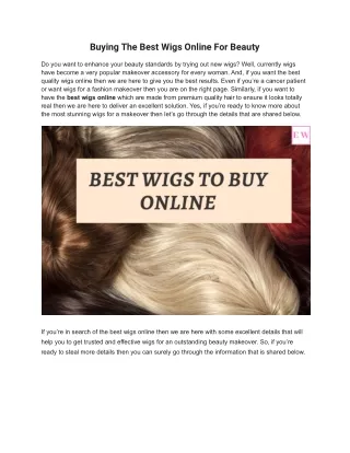 Buying The Best Wigs Online For Beauty