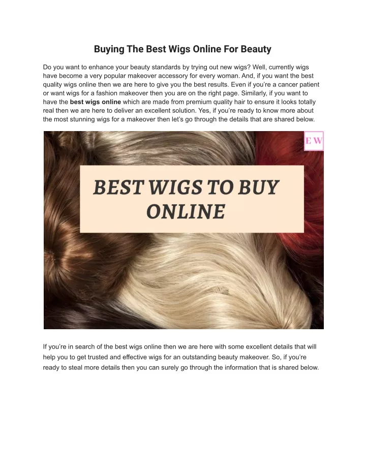 buying the best wigs online for beauty