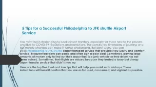 5 Tips for a Successful Philadelphia to JFK shuttle Airport Service