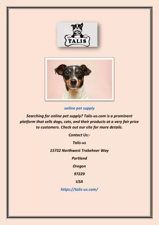 Online Pet Supply | Talis-us.com