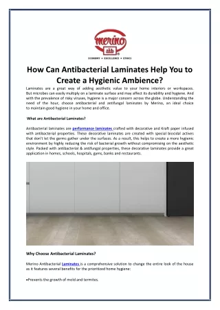 how can antibacterial laminates help