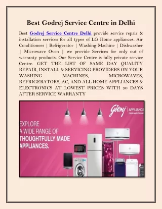 Best Godrej Service Centre in Delhi