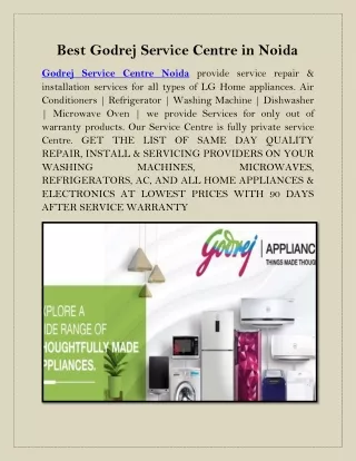 Best Godrej Service Centre in Noida