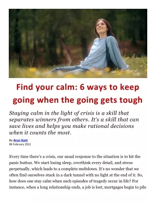 Find your calm: 6 ways to keep going when the going gets tough