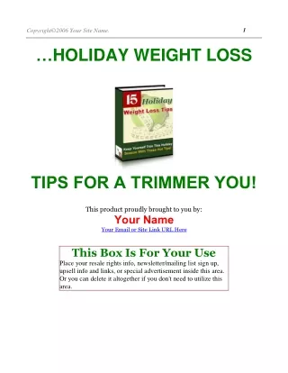 Holiday Weight Loss Tips