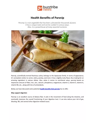 health benefits of parsnip