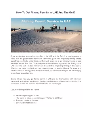 How To Get Filming Permits In UAE And The Gulf