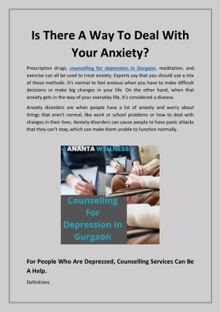 is there a way to deal with your anxiety