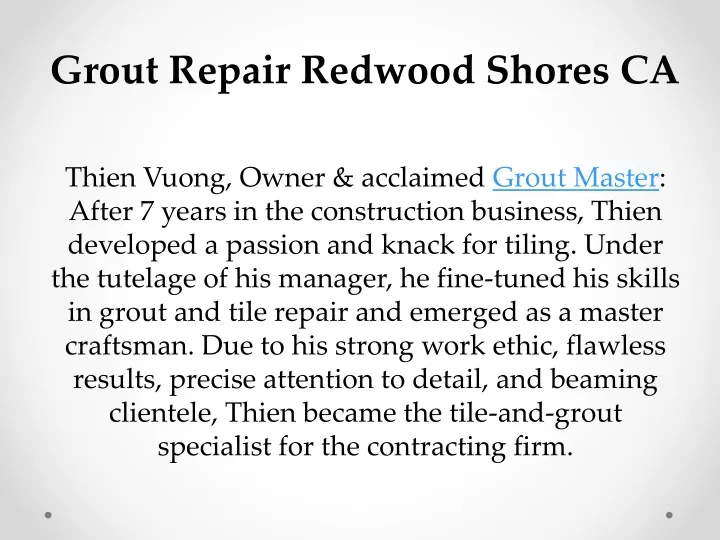 grout repair redwood shores ca