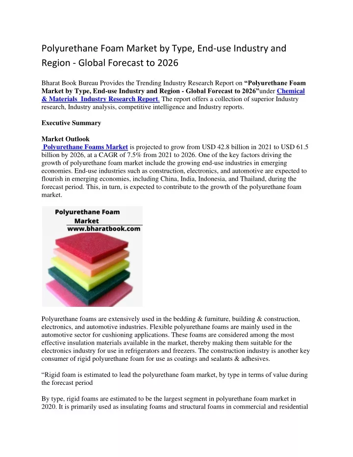 polyurethane foam market by type end use industry