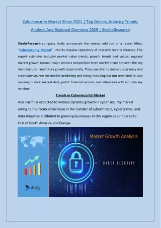 cybersecurity market share 2021 top drivers