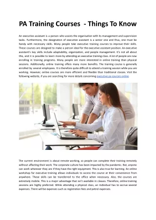 pa training courses things to know