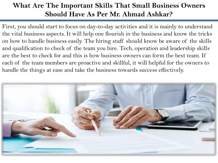 what are the important skills that small business