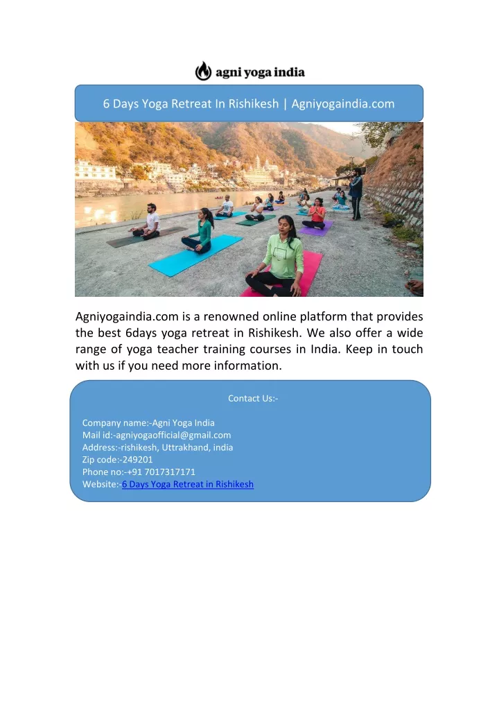 6 days yoga retreat in rishikesh agniyogaindia com