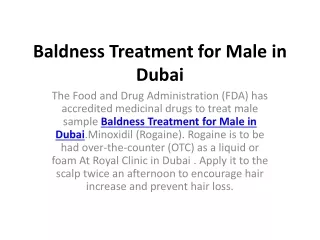 Baldness Treatment for Male in Dubai