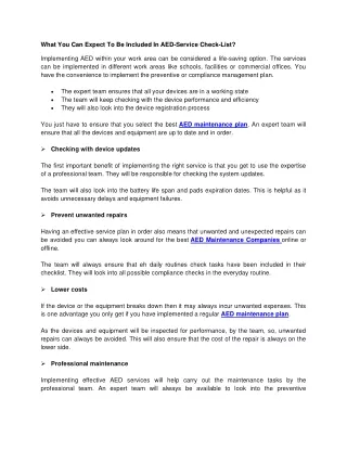 what you can expect to be included in aed service