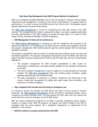 how does data management and aed program maintain