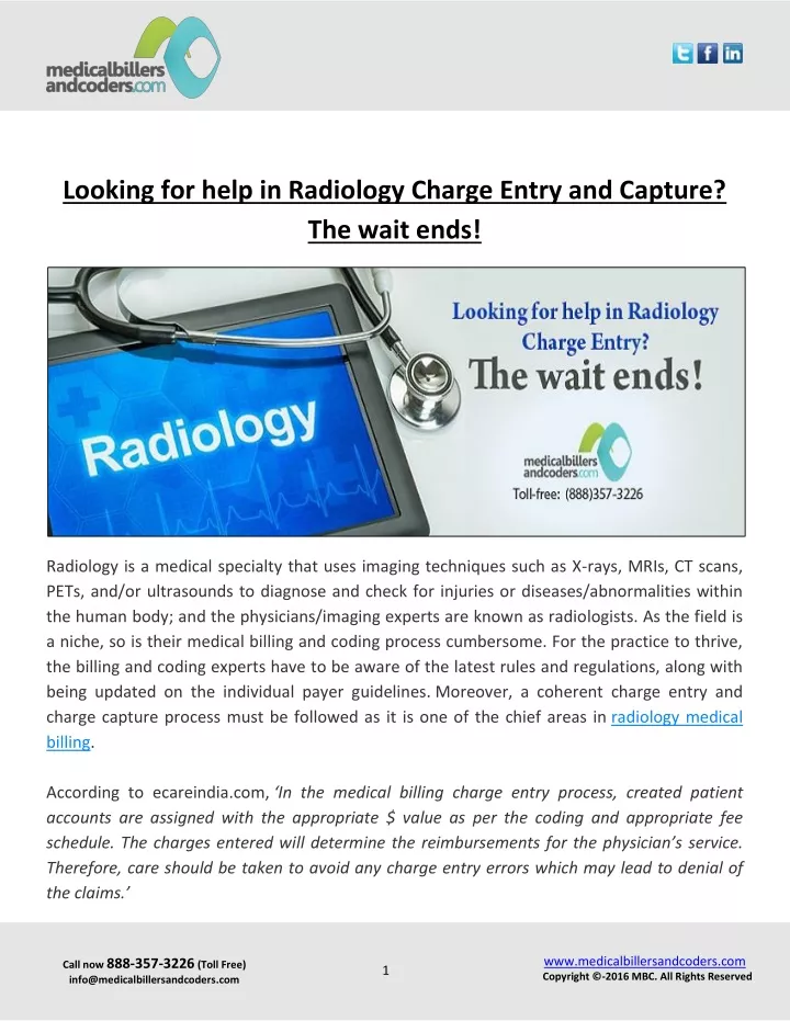 looking for help in radiology charge entry