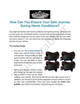 Buy tire traction straps in Florida | Trac-Grabber