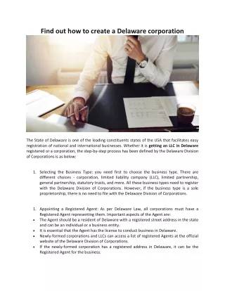 find out how to create a delaware corporation