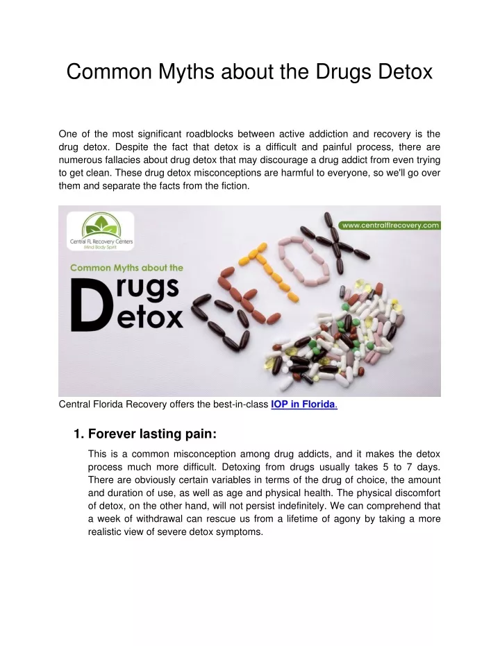 common myths about the drugs detox