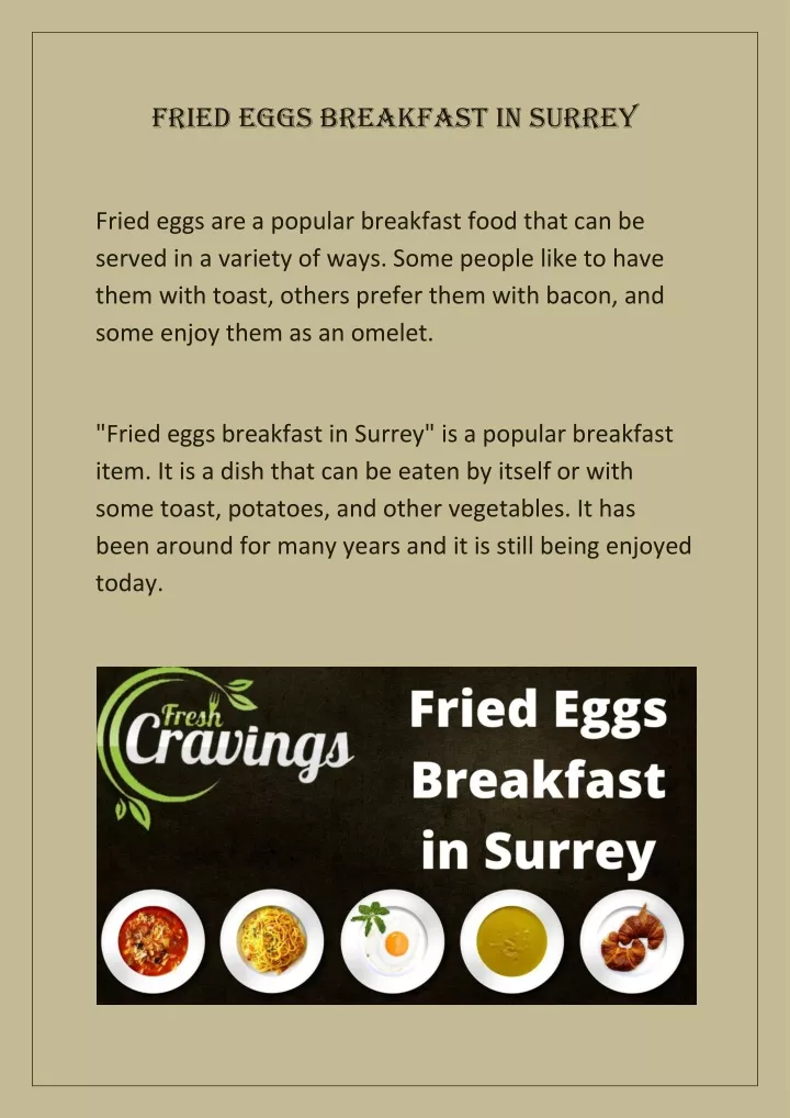 fried eggs breakfast in surrey