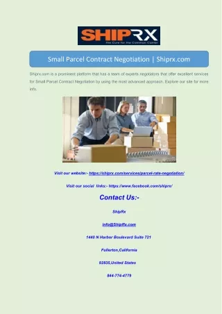 Small Parcel Contract NegotiationSmall Parcel Contract Negotiation | Shiprx.com