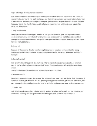 Top 5 advantage of hair spa treatment