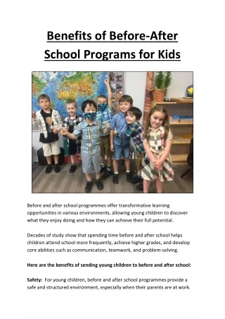 benefits of before after school programs for kids