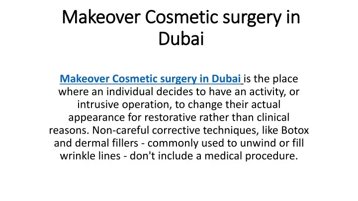 makeover cosmetic surgery in dubai