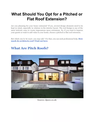 what should you opt for a pitched or flat roof