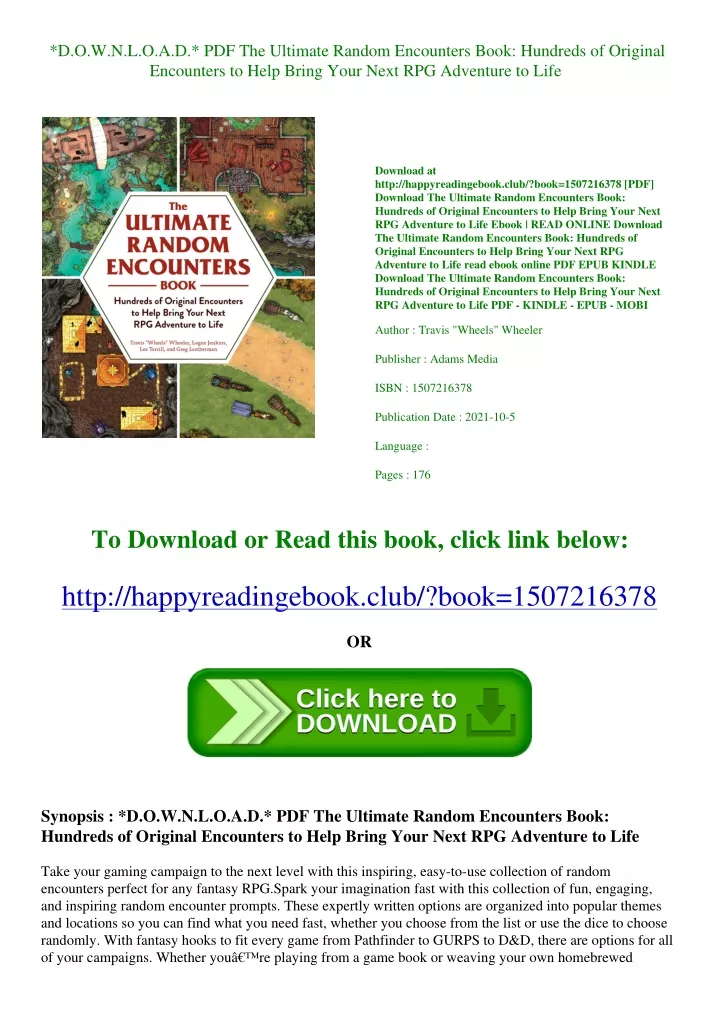 Ppt Download Pdf The Ultimate Random Encounters Book Hundreds Of Original Powerpoint 0245