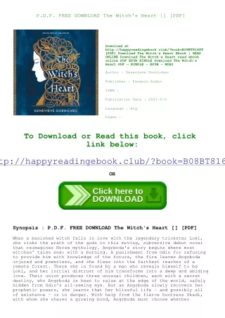 P.D.F. FREE DOWNLOAD The Witch's Heart [<DOWNLOAD*PDF>] [PDF]
