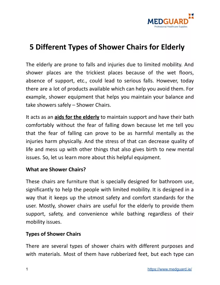 5 different types of shower chairs for elderly