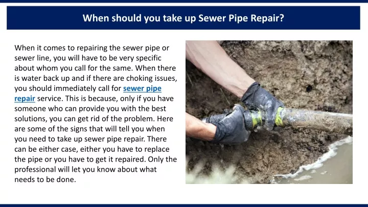when should you take up sewer pipe repair