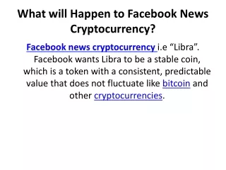 What will Happen to Facebook News Cryptocurrency