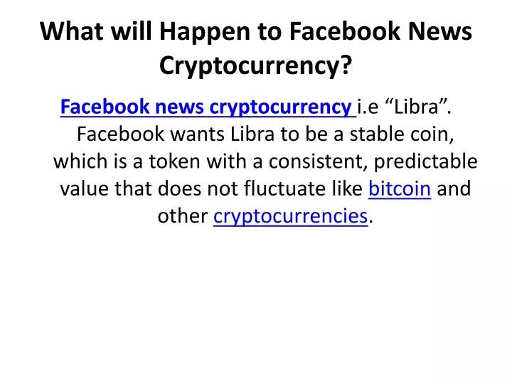 what will happen to facebook news cryptocurrency